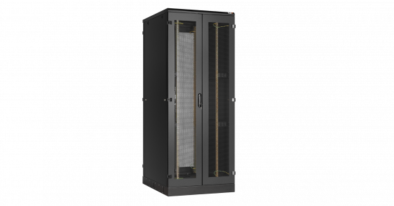 Фотография товара 'TLK TFA-428010-WMWM-BK Напольный шкаф 19", 42U, перфорированные двухстворчатые двери'