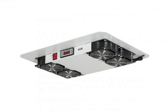 Фотография товара 'TLK TLK-FAN4-TERM-GY Вентиляторный блок, на 4 вентилятора с терморегулятором и датчиком для шкафов'