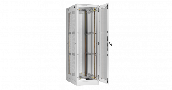 Фотография товара 'TLK TFA-426010-GPPP-GY Напольный шкаф 19", 42U, стеклянная дверь, перфорированные стенки и задняя дверь'