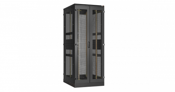Фотография товара 'TLK TFA-426080-WEWE-BK Напольный шкаф 19", 42U, двухстворчатые перфорированные двери'